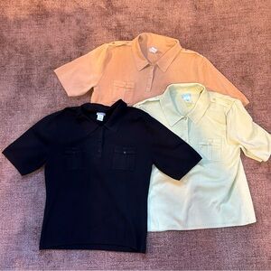 SET OF 3 • Collared Knit Polo Tops